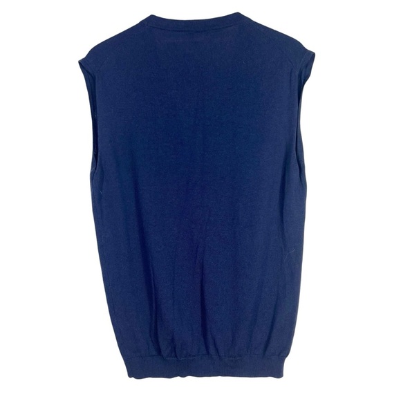 BELLWOOD 56 Fine Merino Wool Button Down V-Neck Sweater Vest Navy Blue - Picture 5 of 9